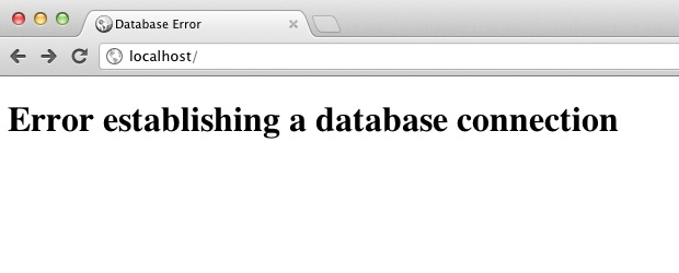 Message d'erreur lors de la tentative de connexion à la base de données : 'Error establishing a database connection'